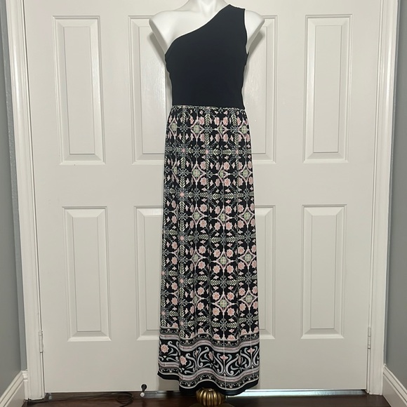 RACHEL Rachel Roy Casual One-Shoulder Maxi Dress Black & floral Size M - Picture 2 of 15
